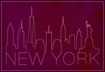 Skyline New York City II Maroon Cool Wall Decor Art Print Poster 12x18