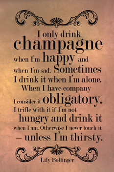 Lily Bollinger I Only Drink Champagne Cool Wall Decor Art Print Poster 12x18