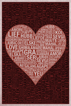 Words Love Dark Red Texture Cool Wall Art Print Poster 12x18
