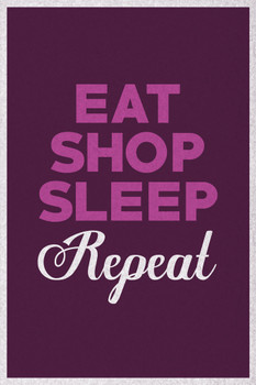 Eat Shop Sleep Repeat Purple Cool Wall Art Print Poster 12x18