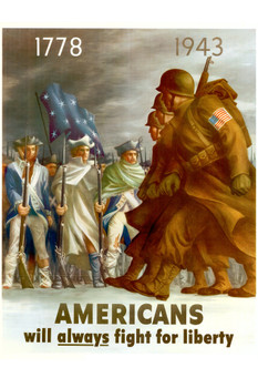 WPA War Propaganda Americans Will Always Fight For Liberty Cool Wall Decor Art Print Poster 12x18