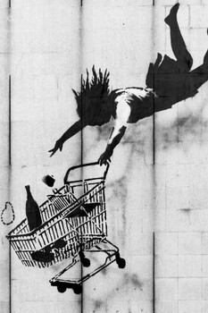 Banksy Shop Til You Drop Street Art Banksy Canvas Print Bansky Modern Art Grafitti Canvas Wall Art Street Art Print Graffiti Art Wall Art Canvas Retro Pop Art Cool Huge Large Giant Poster Art 36x54