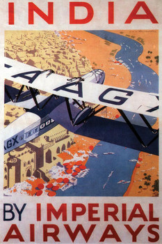 India By Imperial Airways Vintage Illustration Travel Art Deco Vintage French Wall Art Nouveau French Advertising Vintage Poster Prints Art Nouveau Decor Cool Wall Decor Art Print Poster 24x36