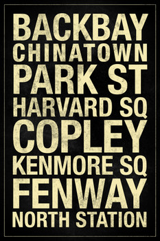 Subway Boston Black Cool Wall Art Print Poster 12x18