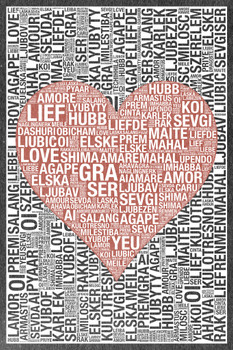 Words Love Red Texture Cool Wall Art Print Poster 12x18