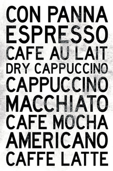 Types of Coffee Text Only White Cool Wall Art Print Poster 12x18