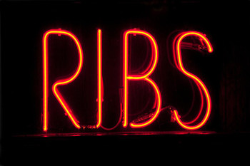 Ribs Neon Sign Illuminated Photo Art Print Cool Huge Large Giant Poster Art 54x36