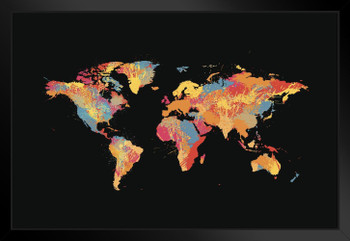 abstract ink splashed world map travel world map with detail map posters for wall map art wall decor geographical illustration tourist travel destinations cool wall decor art print poster 36x24 poster