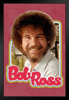 Bob Ross Retro Portrait Red Bob Ross Poster Bob Ross Collection Bob Art Painting Happy Accidents Motivational Poster Funny Bob Ross Afro and Beard Black Wood Framed Art Poster 14x20