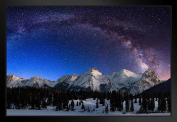 The Milky Way over the San Juan Mountains Photo Black Wood Framed Art Poster 20x14