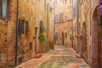 Narrow Street in Old Italian Town Tuscany Italy Photo Art Print Cool Huge Large Giant Poster Art 54x36