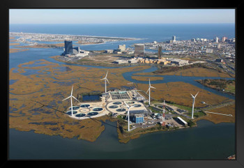 New Jersey Wind Energy and Water Treatment Plant Photo Art Print Black Wood Framed Poster 20x14