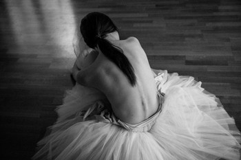 Tired Ballet Dancer Sitting on the Dance Floor Photo Art Print Cool Huge Large Giant Poster Art 54x36