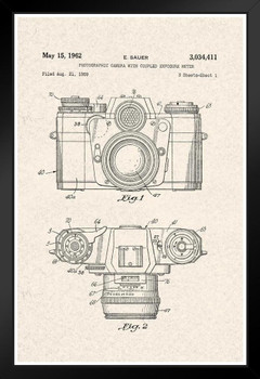 Sauer Vintage Camera 1962 Official Patent Diagram Black Wood Framed Art Poster 14x20