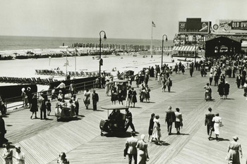 People Walking Promenade Seashore Vintage 1940s Photo Art Print Cool Huge Large Giant Poster Art 54x36