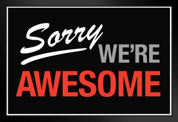 Sorry Were Awesome Sign Black Wood Framed Art Poster 14x20