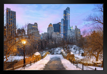 Manhattan New York City Skyline from Central Park Photo Art Print Black Wood Framed Poster 20x14