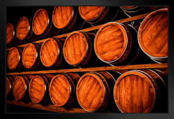 Alcohol Aging in the Barrels Photo Art Print Black Wood Framed Poster 20x14