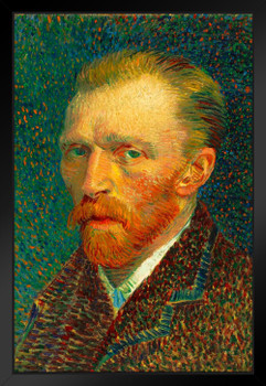 Vincent Van Gogh Self Portrait Spring Van Gogh Wall Art Impressionist Portrait Painting Style Fine Art Home Decor Realism Romantic Artwork Decorative Wall Decor Black Wood Framed Art Poster 14x20