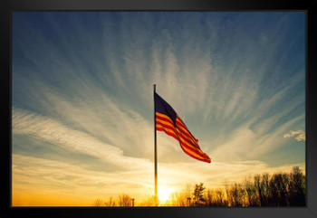 American Flag Old Glory Flying In The Wind State Flag Patriotic Posters American Flag Poster Of Flags For Wall Flags Poster Us Cool Wall Art Black Wood Framed Art Poster 20x14