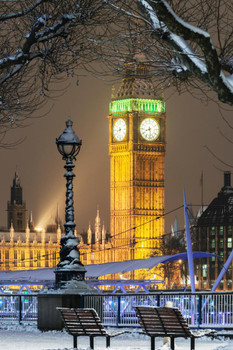Big Ben in Snow at Christmas London England UK Photo Photograph Cool Wall Decor Art Print Poster 24x36