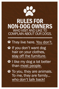 Dogs Rules For Non Dog Owners Cool Wall Art Print Poster 12x18