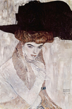 Gustav Klimt Black Feather Hat Portrait Art Nouveau Print and Posters Gustav Klimt Canvas Wall Art Fine Art Women Landscape Abstract Symbolist Painting Cool Wall Art Print Poster 12x18