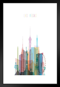 Las Vegas Strip Skyline Silhouette Art Print Black Wood Framed Poster 14x20