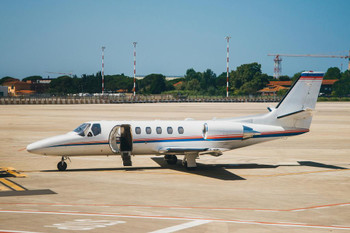 Small Private Airplane Jet Sitting on Tarmac Photo Photograph Cool Wall Decor Art Print Poster 36x24