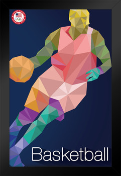 USA Olympic Team Rio 2016 Basketball Sports Black Wood Framed Poster 14x20