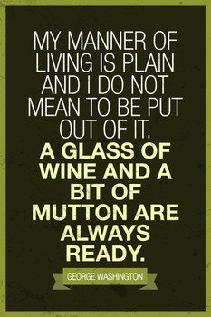 George Washington My Manner Of Living Is Plain Olive Cool Wall Art Print Poster 12x18