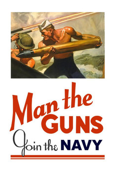 Man the Guns Join The Navy Vintage World War II Reprint Cool Huge Large Giant Poster Art 36x54
