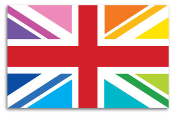 Great Britain Rainbow Gay Lesbian Rights Flag Art Print Cool Huge Large Giant Poster Art 54x36