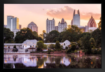 Atlanta Georgia Skyline from Piedmont Park Photo Black Wood Framed Art Poster 20x14