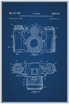Sauer Vintage Camera 1962 Official Patent Blueprint Cool Huge Large Giant Poster Art 36x54