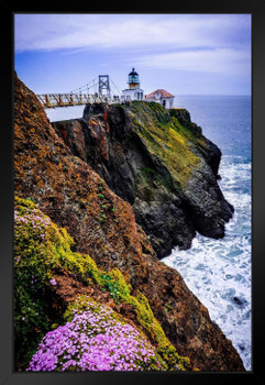 Point Bonita Lighthouse San Francisco Bay Marin Headlands California Photo Art Print Black Wood Framed Poster 14x20
