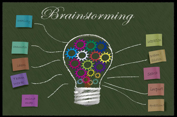 Brainstorming Lightbulb on Blackboard With Concept Sticky Notes Photo Art Print Cool Huge Large Giant Poster Art 54x36