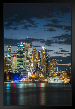 Sydney Twilight Photo Art Print Black Wood Framed Poster 14x20