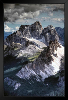 Dolomites Peaks View From Lagazuoi Mountain Photo Art Print Black Wood Framed Poster 14x20