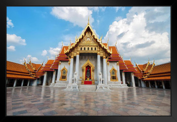 Wat Benchamabophit Dusitvanaram Buddhist Temple Bangkok Thailand Photo Art Print Black Wood Framed Poster 20x14