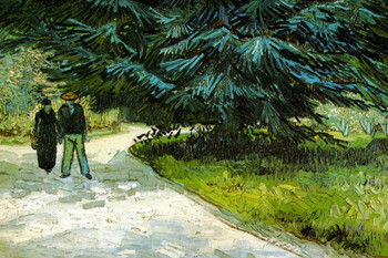 Vincent van Gogh Poets Garden with a Couple and a Blue Fir Tree Cool Wall Art Print Poster 18x12