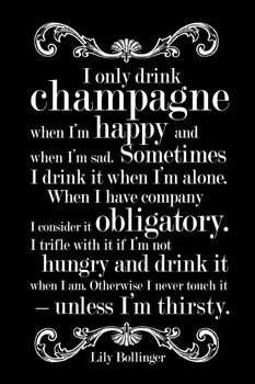 Lily Bollinger I Only Drink Champagne Black Cool Wall Decor Art Print Poster 12x18