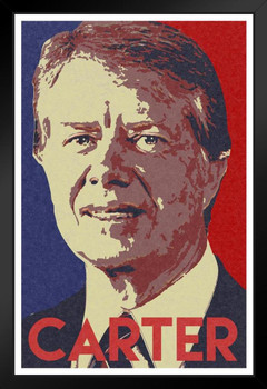 President Jimmy Carter Pop Art Presidential Portrait Face Artwork Democrat Democratic Politician Politics Black Wood Framed Art Poster 14x20
