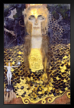 Gustav Klimt Pallas Athene Portrait Art Nouveau Prints and Posters Gustav Klimt Canvas Wall Art Fine Art Wall Decor Women War Abstract Symbolist Painting Black Wood Framed Art Poster 14x20