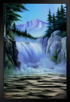 Bob Ross Spectacular Waterfall Art Print Painting Black Wood Framed Art Poster 14x20