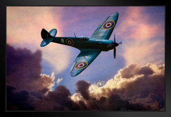 Spitfire Clouds by Chris Lord Photo Photograph Black Wood Framed Art Poster 14x20