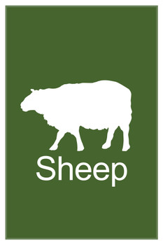 Farm Animals Sheep Silhouettes Classroom Learning Aids Barnyard Farming Green Cool Wall Art Print Poster 12x18