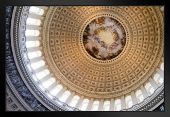 United States Capitol Rotunda Washington DC Photo Art Print Black Wood Framed Poster 20x14