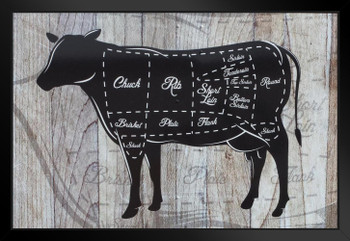 Cuts of Beef Butcher Shop Diagram Cow Diagram Sign Cow Pictures Wall Decor Fun Cow Pictures Cow Skull Picture of a Cow Prints Wall Art Cow Print Wall Decor Black Wood Framed Art Poster 20x14