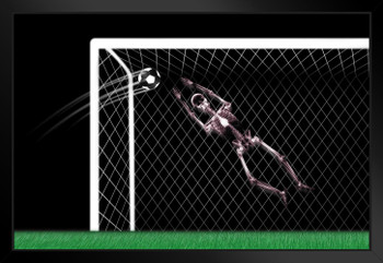 Skeleton Goalie in Soccer Match X Ray Photo Art Print Black Wood Framed Poster 20x14